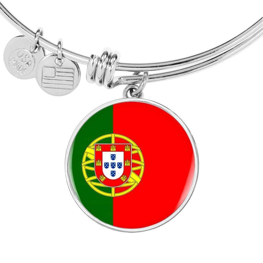 Portugal Flag Bracelet Portugal Flag Stainless Steel or 18k Gold Circle Bangle - Express Your Love Gifts