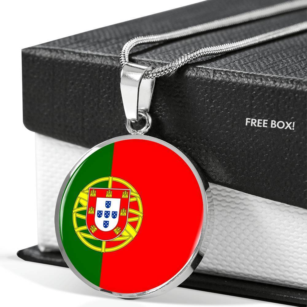 Portugal Flag Necklace Portugal Flag Stainless Steel or 18k Gold 18-22" - Express Your Love Gifts