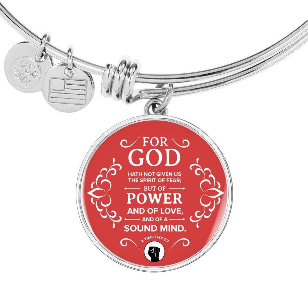 Power Of God Bible Verse Stainless Steel or 18k Gold Circle Bangle Bracelet - Express Your Love Gifts