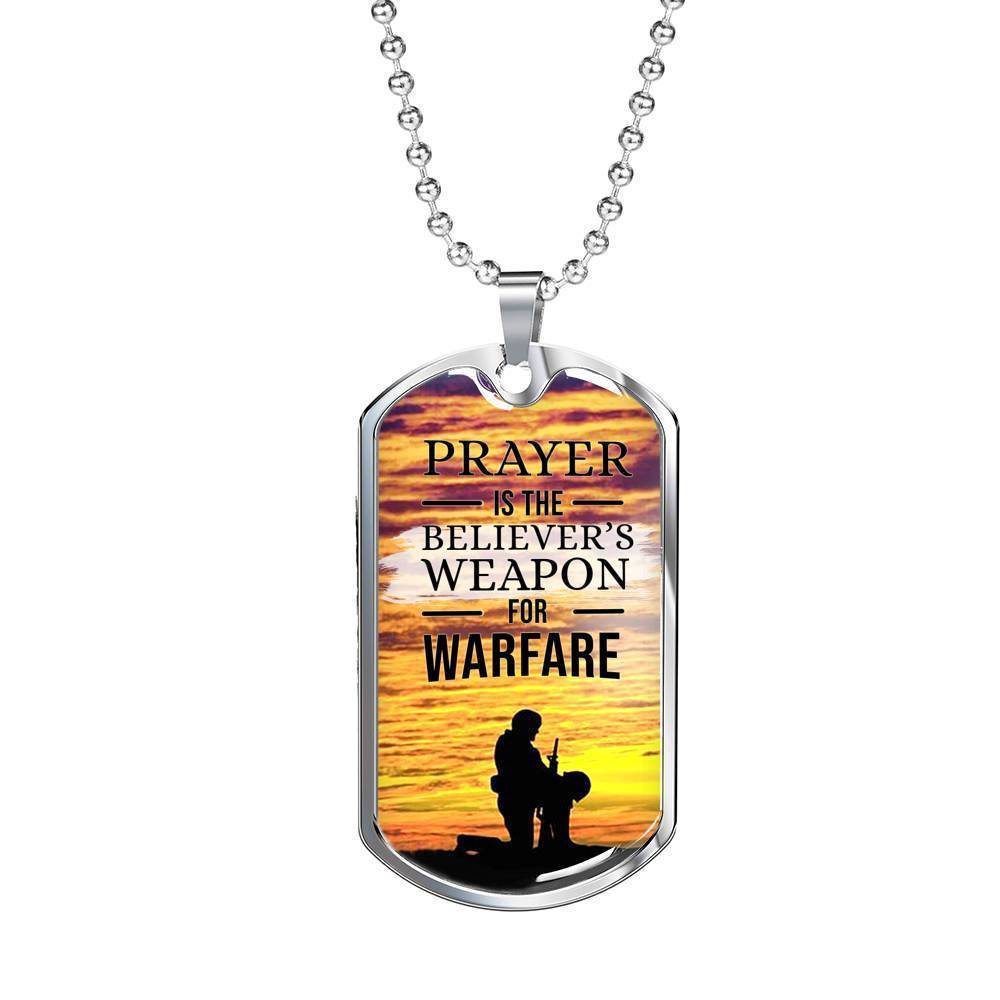 Prayer Christian Gift Stainless Steel or 18k Gold Dog Tag 24" Chain-Express Your Love Gifts