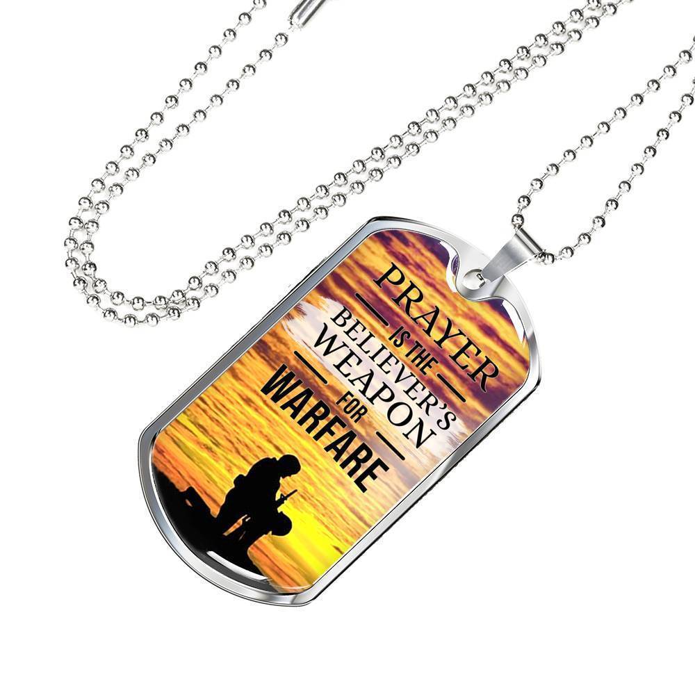 Prayer Christian Gift Stainless Steel or 18k Gold Dog Tag 24" Chain-Express Your Love Gifts