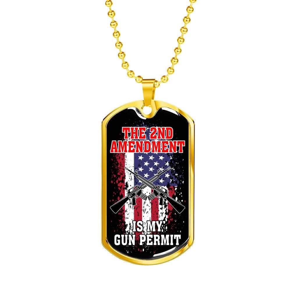 Protect My 2Nd Amendment Dog Tag Stainless Steel or 18k Gold 24" Chain - Express Your Love Gifts