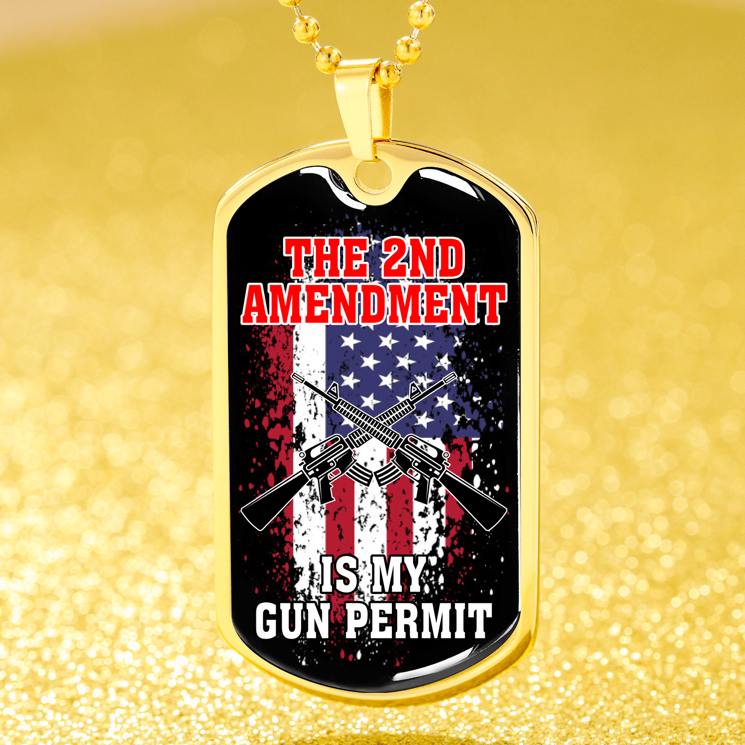 Protect My 2Nd Amendment Dog Tag Stainless Steel or 18k Gold 24" Chain - Express Your Love Gifts