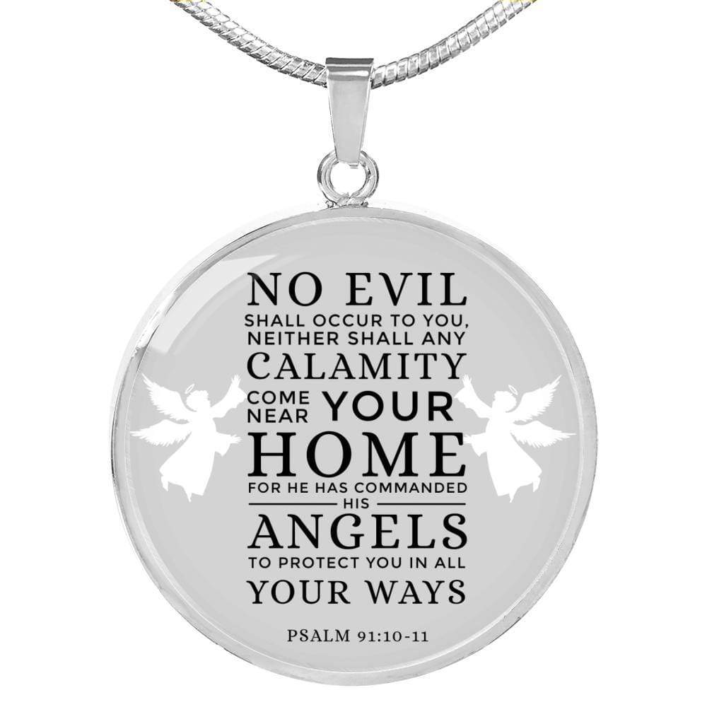 Psalm 91:1011 Circle Necklace Stainless Steel or 18k Gold 18-22" - Express Your Love Gifts