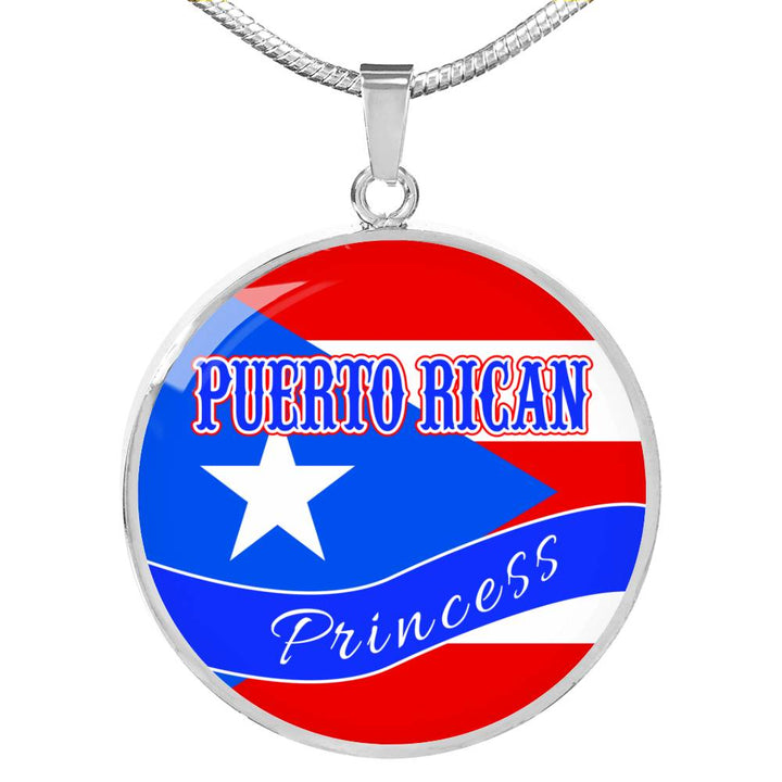 Puerto Rico Flag Dog Tag Stainless Steel or 18k Gold Necklace w 24