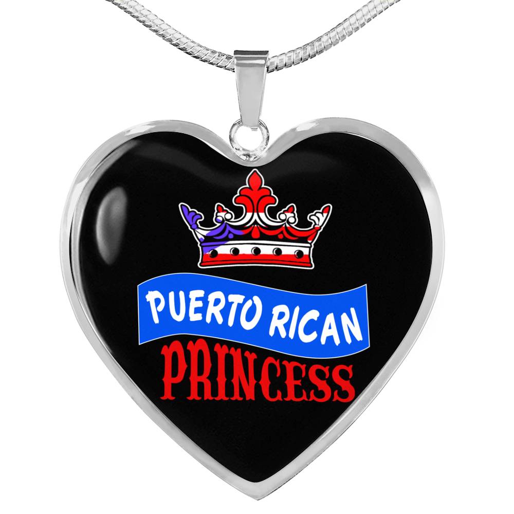 Puerto Rican Princess Necklace Stainless Steel or 18k Gold Heart Pendant 18-22'' - Express Your Love Gifts