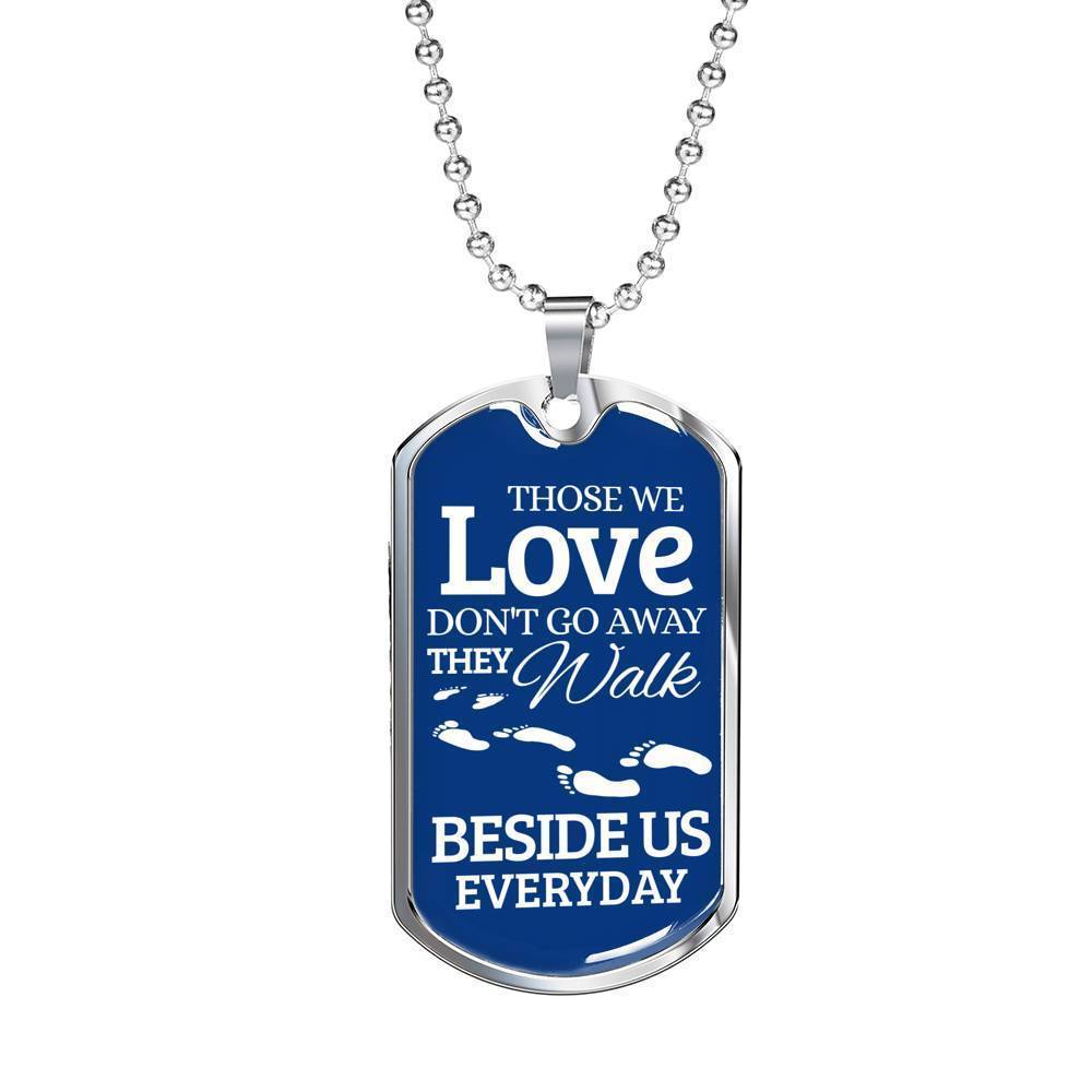 Remembrance Necklace Besides Us Stainless Steel or 18k Gold Dog Tag 24" Chain-Express Your Love Gifts