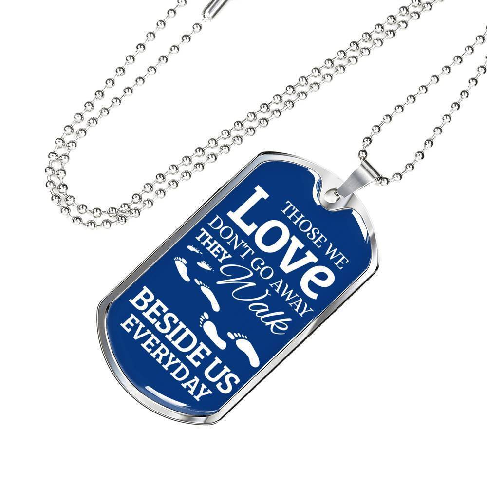 Remembrance Necklace Besides Us Stainless Steel or 18k Gold Dog Tag 24" Chain-Express Your Love Gifts