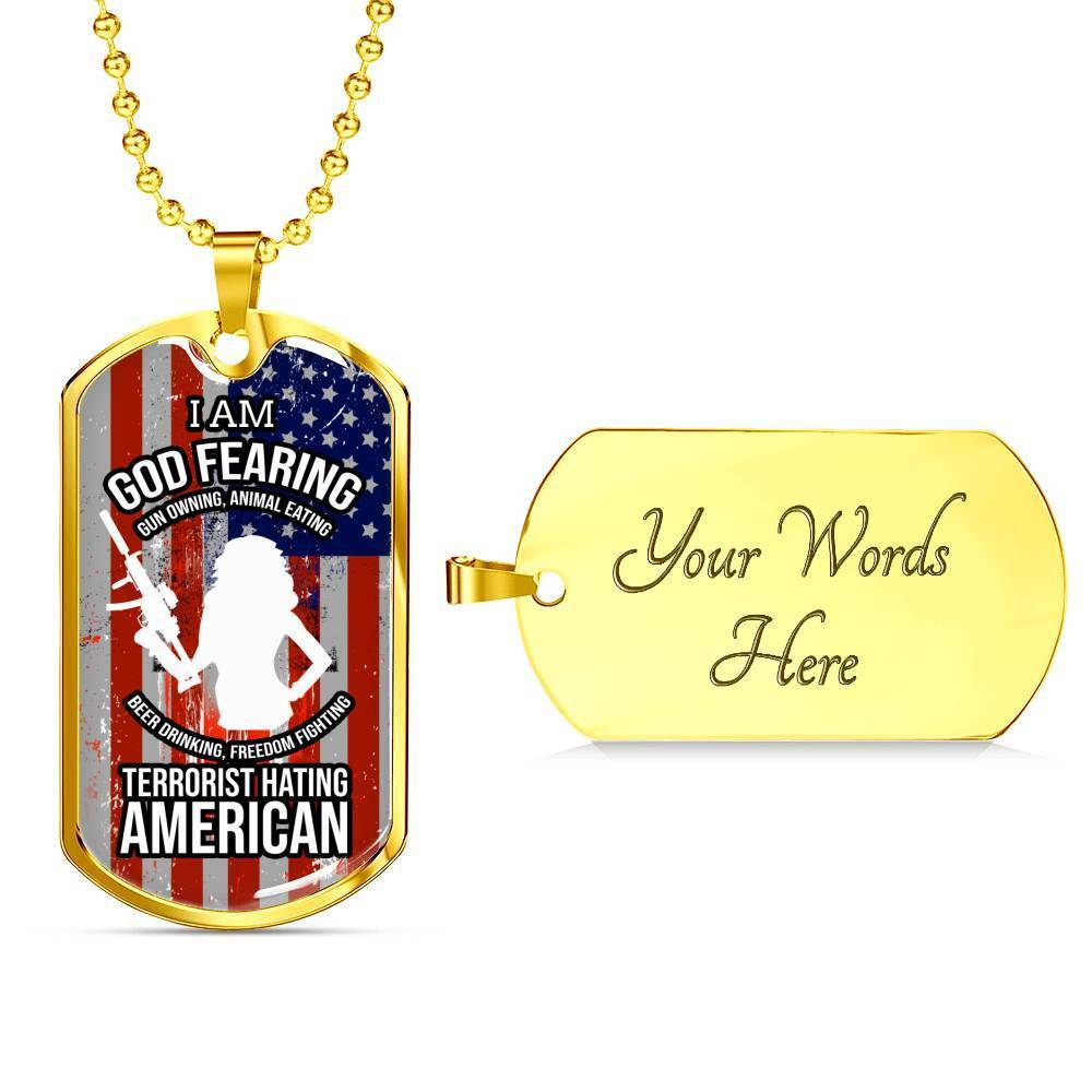 Right To Bear Arms Dog Tag Necklace Stainless Steel or 18k Gold 24" Chain 2Nd Amendment Jewelry-Express Your Love Gifts