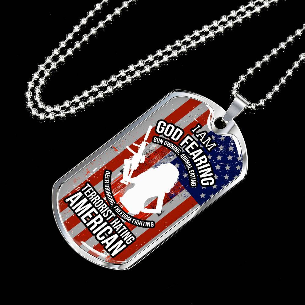 Right To Bear Arms Dog Tag Necklace Stainless Steel or 18k Gold 24" Chain 2Nd Amendment Jewelry-Express Your Love Gifts