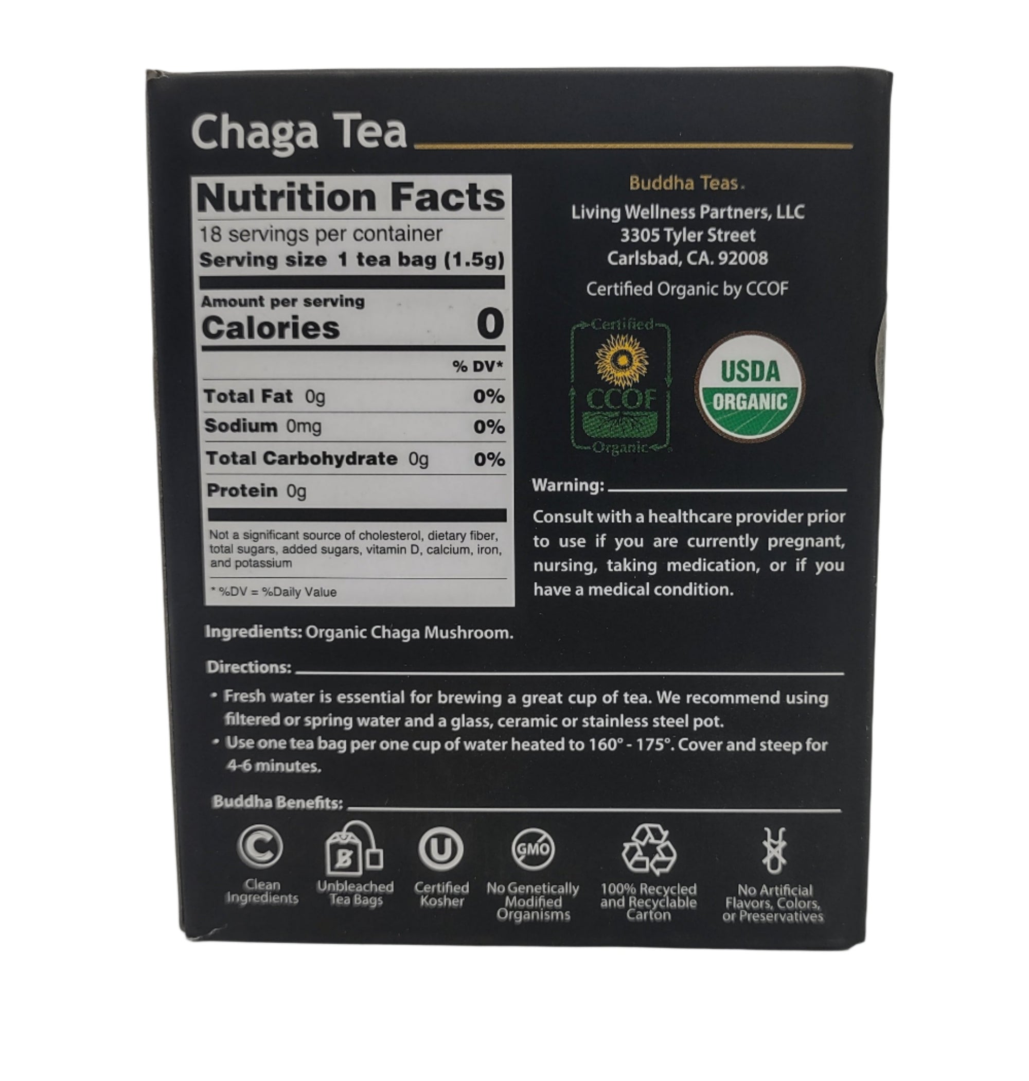 Buddha Teas Organic Chaga Mushroom Tea – Caffeine-Free, Kosher, Non-GMO, 54 Bags (Pack of 3)-Express Your Love Gifts