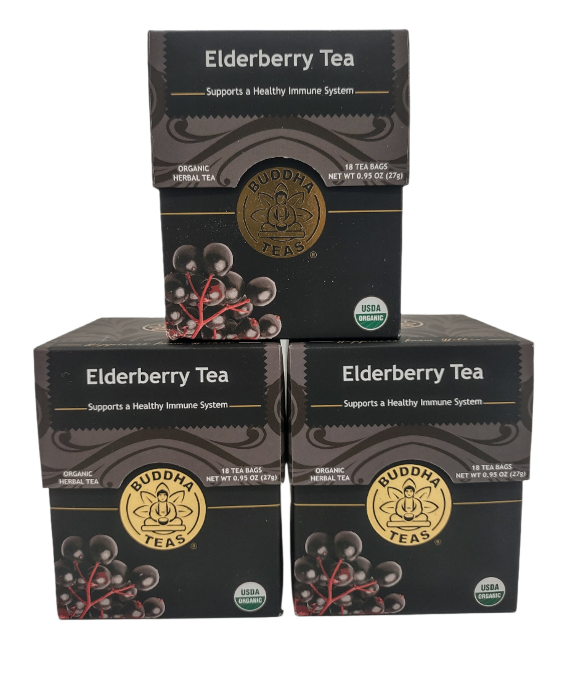 Buddha Teas Organic Elderberry Herbal Tea – Antioxidant-Rich, Caffeine-Free, OU Kosher, Non-GMO, 54 Tea Bags (Pack of 3)-Express Your Love Gifts