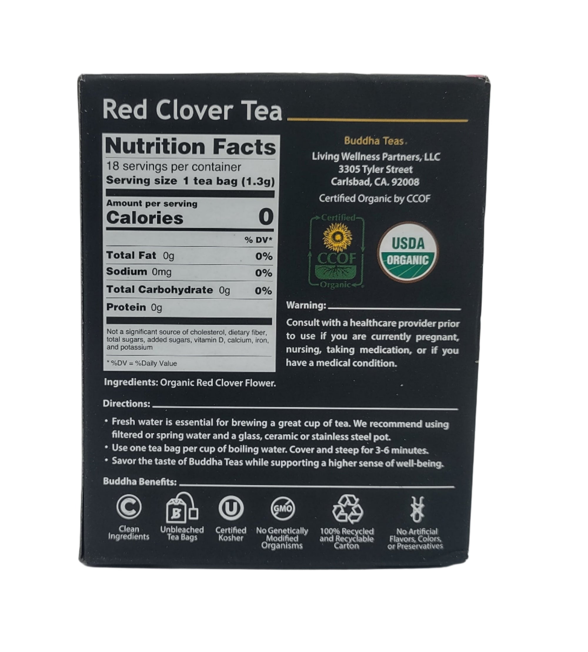 Buddha Teas Organic Red Clover Tea – Caffeine-Free, Kosher, Non-GMO, Women’s Health Support, 72 Bags (Pack of 4)-Express Your Love Gifts