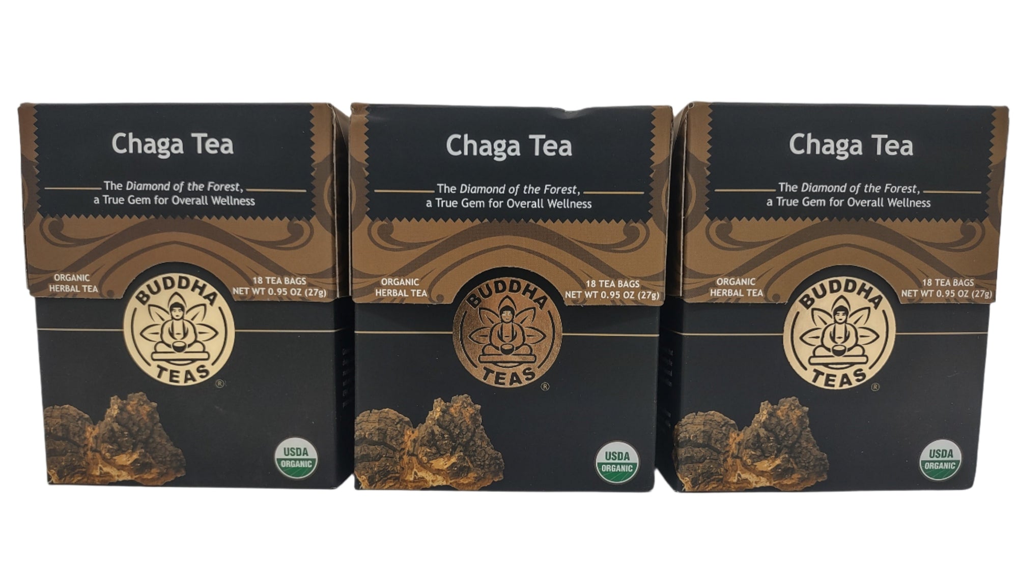 Buddha Teas Organic Chaga Mushroom Tea – Caffeine-Free, Kosher, Non-GMO, 54 Bags (Pack of 3)-Express Your Love Gifts