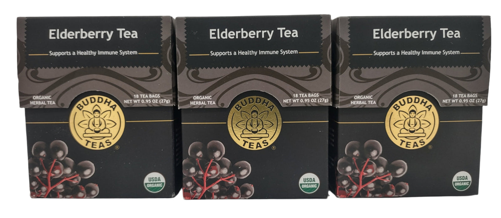 Buddha Teas Organic Elderberry Herbal Tea – Antioxidant-Rich, Caffeine-Free, OU Kosher, Non-GMO, 54 Tea Bags (Pack of 3)-Express Your Love Gifts