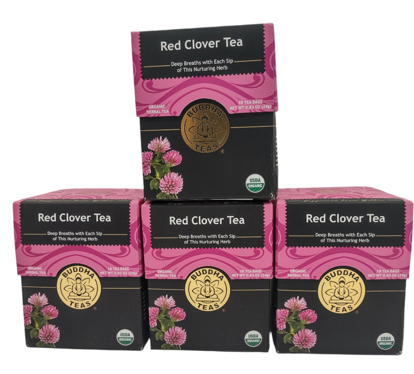 Buddha Teas Organic Red Clover Tea – Caffeine-Free, Kosher, Non-GMO, Women’s Health Support, 72 Bags (Pack of 4)-Express Your Love Gifts