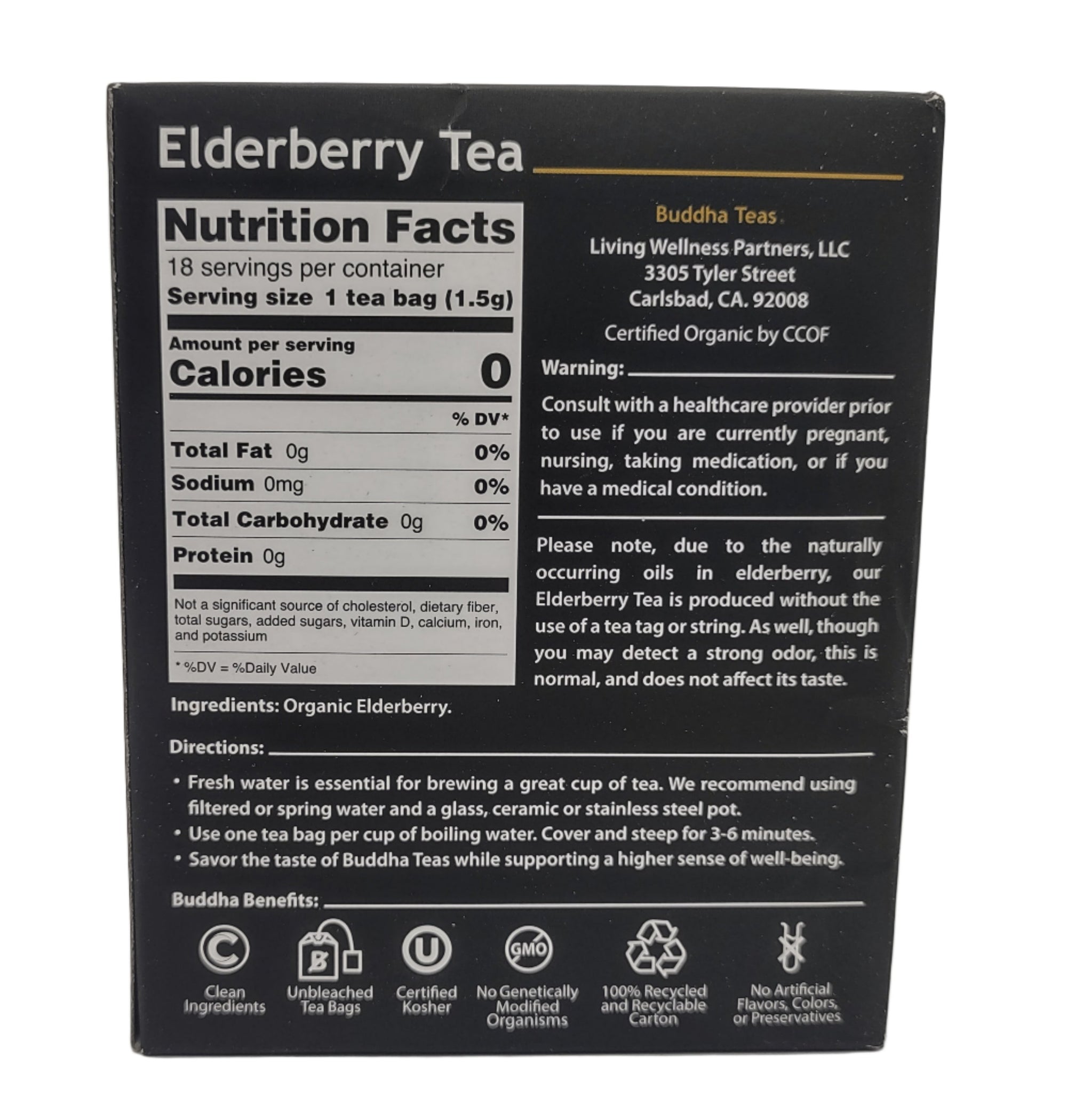 Buddha Teas Organic Elderberry Herbal Tea – Antioxidant-Rich, Caffeine-Free, OU Kosher, Non-GMO, 54 Tea Bags (Pack of 3)-Express Your Love Gifts