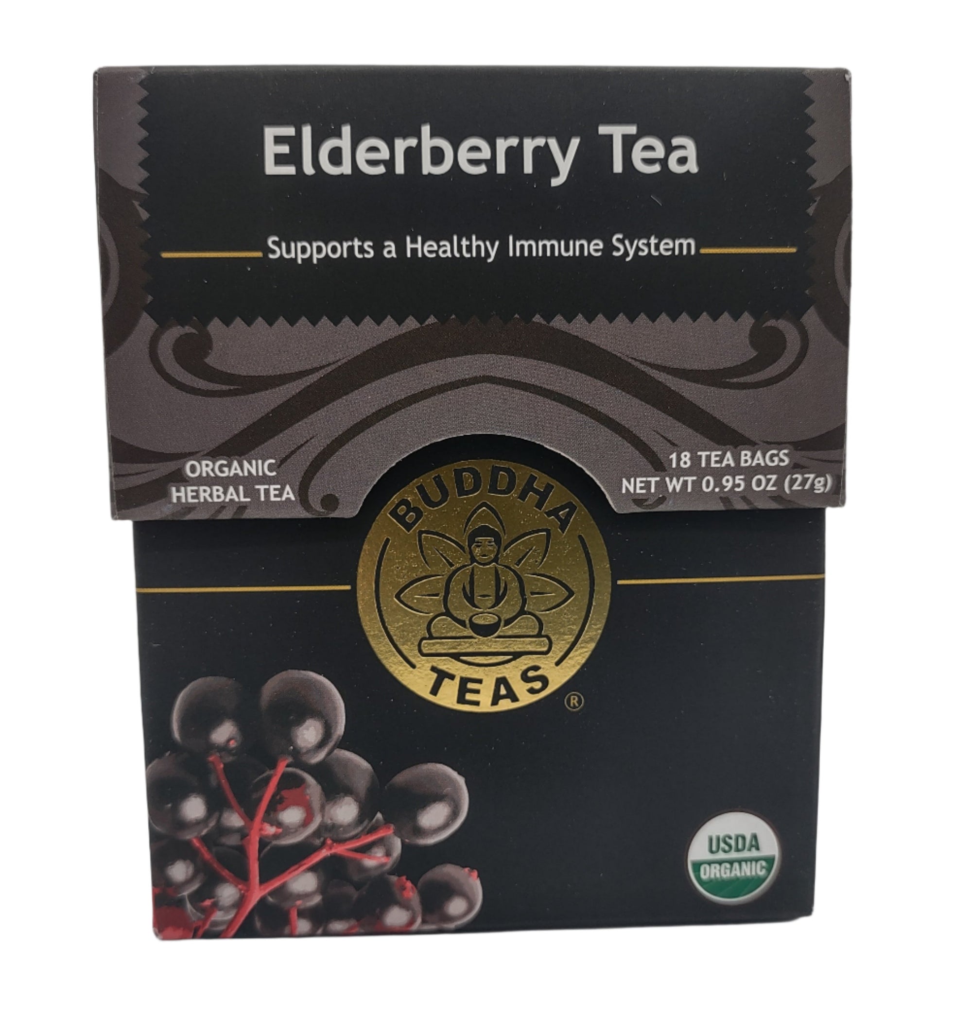 Buddha Teas Organic Elderberry Herbal Tea – Antioxidant-Rich, Caffeine-Free, OU Kosher, Non-GMO, 54 Tea Bags (Pack of 3)-Express Your Love Gifts