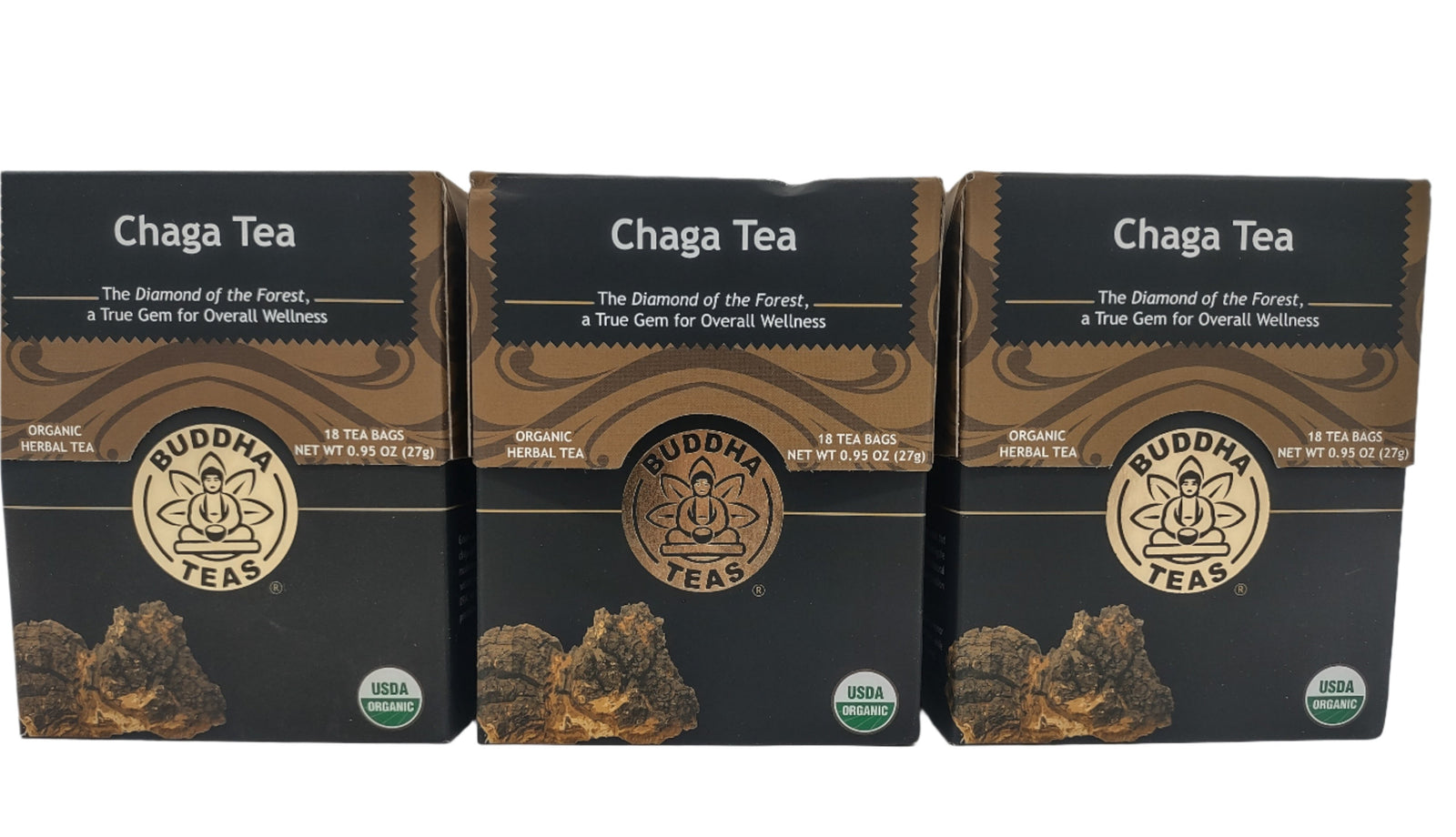 Buddha Teas Organic Chaga Mushroom Tea – Caffeine-Free, Kosher, Non-GMO, 54 Bags (Pack of 3)-Express Your Love Gifts