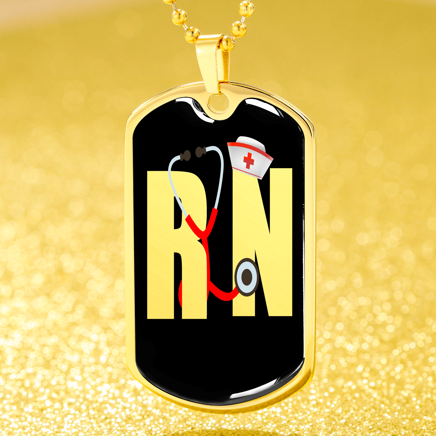 Rn Nurse Necklacestainless Steel or 18k Gold Dog Tag W 24" - Express Your Love Gifts