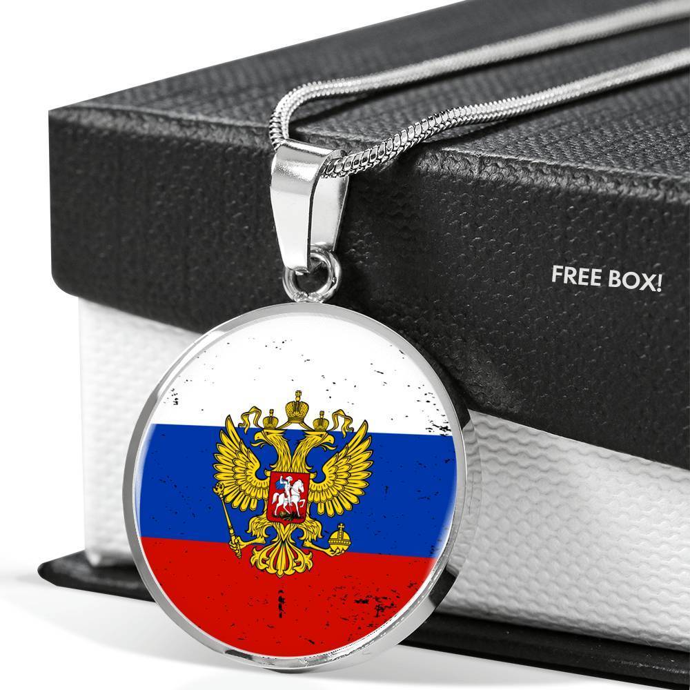 Russia Flag Necklace Russia Flag Stainless Steel or 18k Gold 18-22" - Express Your Love Gifts