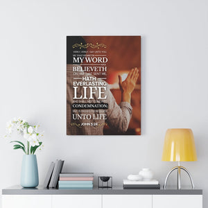Scripture Walls Believeth On Him John 5:24 Christian Wall Art Bible Verse Print Ready to Hang - Express Your Love Gifts