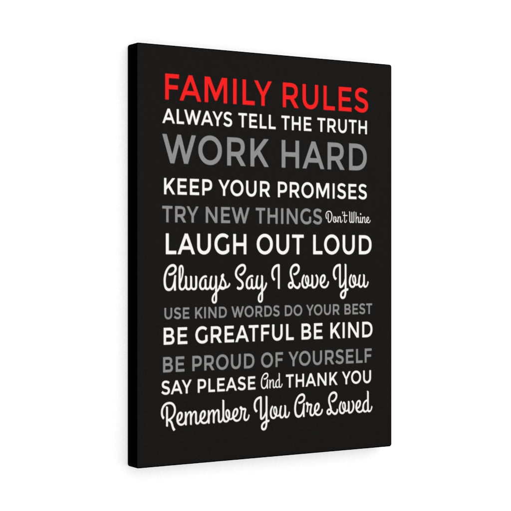 Family Rules Motivational Inspirational Wall Decor for Home Office Gym Inspiring Success Quote Print Ready to Hang Wall Art - Express Your Love Gifts