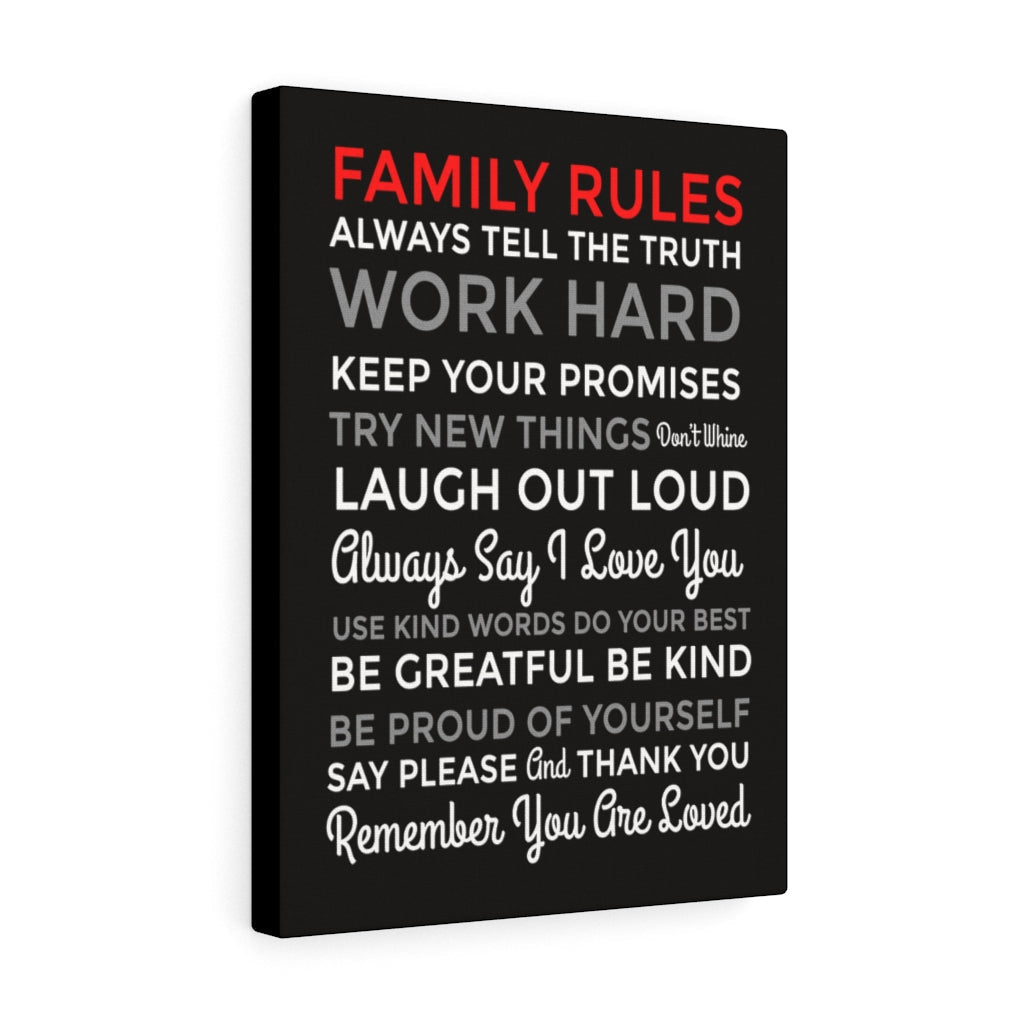 Family Rules Motivational Inspirational Wall Decor for Home Office Gym Inspiring Success Quote Print Ready to Hang Wall Art - Express Your Love Gifts