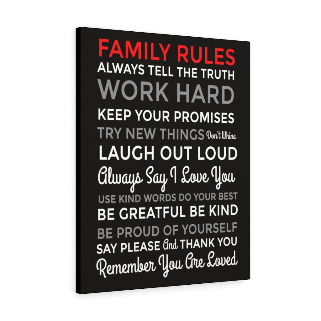 Family Rules Motivational Inspirational Wall Decor for Home Office Gym Inspiring Success Quote Print Ready to Hang Wall Art - Express Your Love Gifts