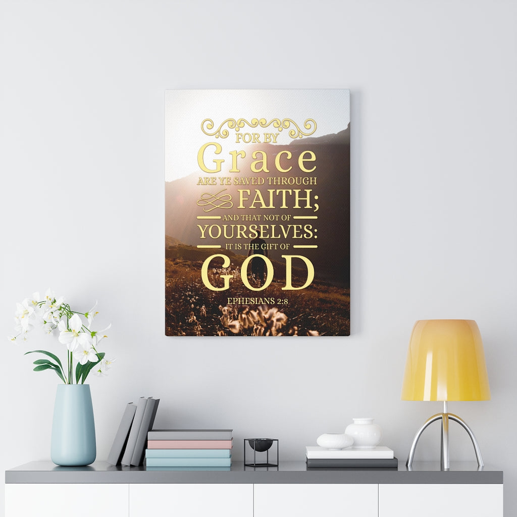 Scripture Walls For by Grace Ephesians 2:8 Christian Wall Art Bible Verse Print Ready to Hang - Express Your Love Gifts