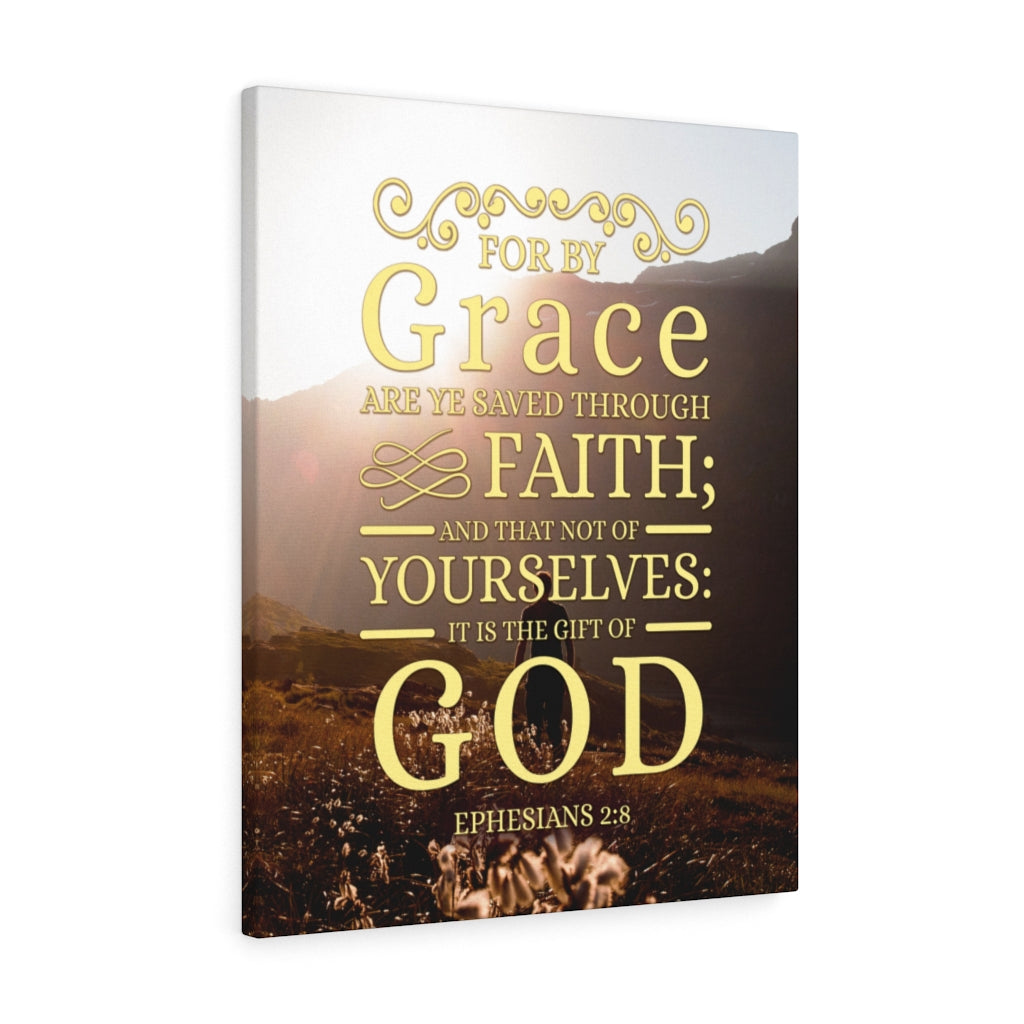 Scripture Walls For by Grace Ephesians 2:8 Christian Wall Art Bible Verse Print Ready to Hang - Express Your Love Gifts