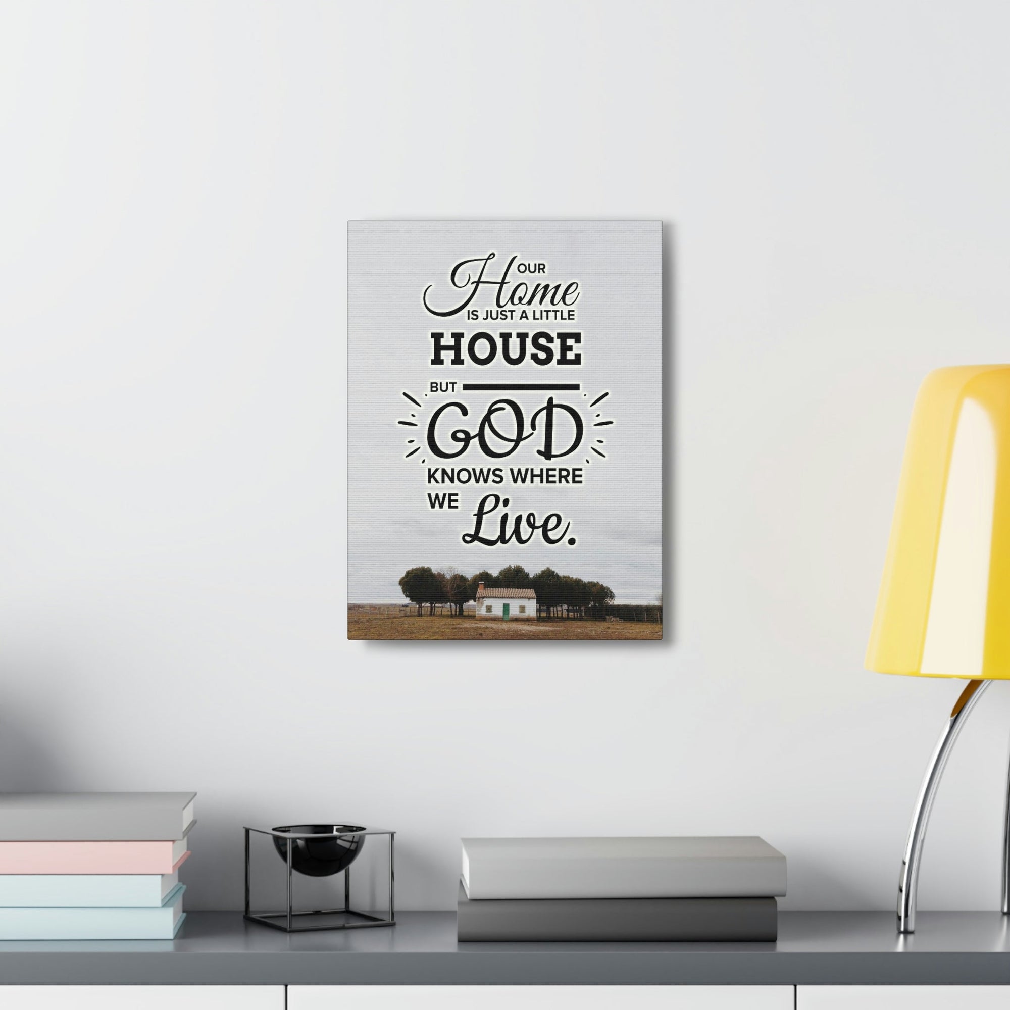 Scripture Walls God Knows Where We Live 2 Corinthians 5:1 Bible Verse Canvas Christian Wall Art Ready to Hang Unframed-Express Your Love Gifts