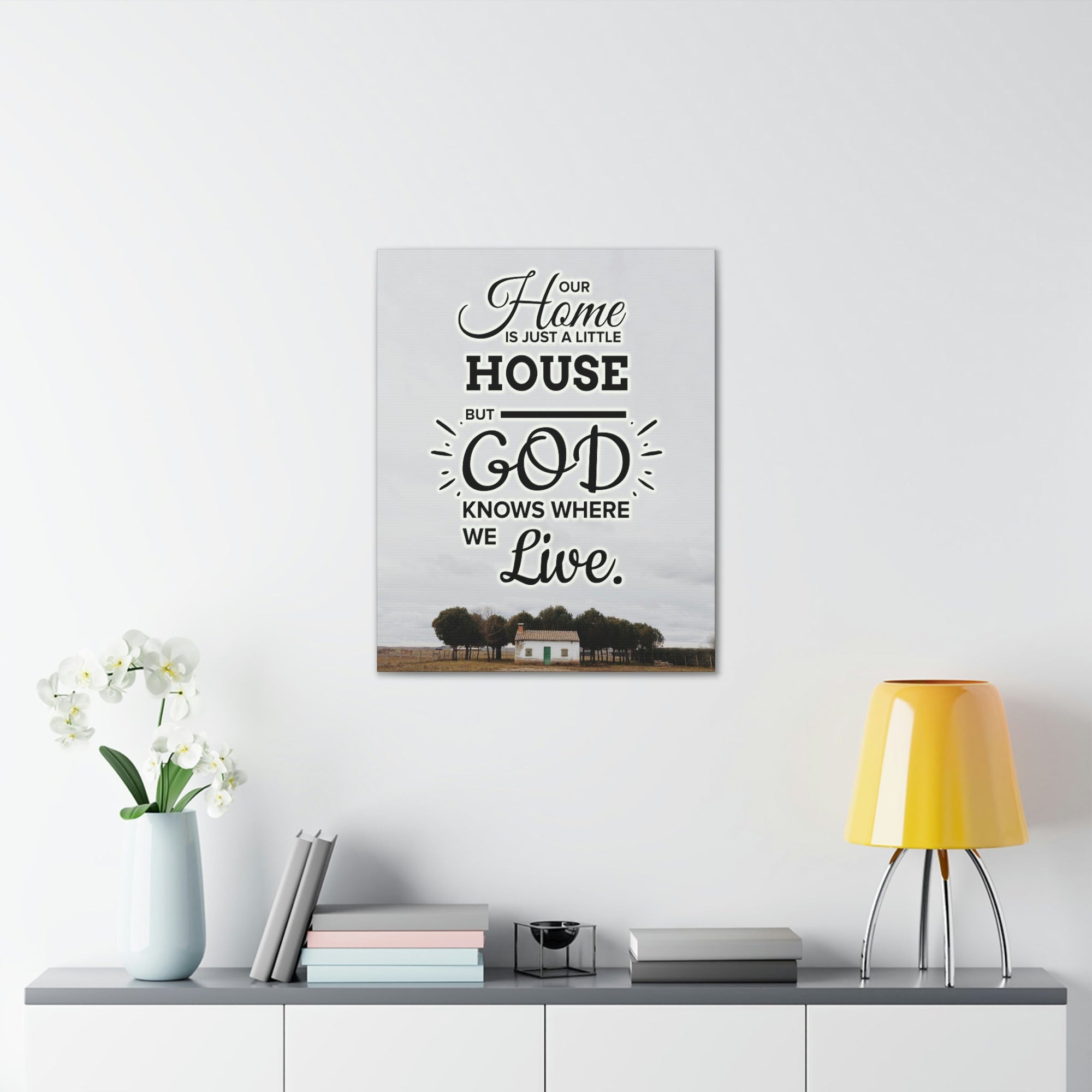 Scripture Walls God Knows Where We Live 2 Corinthians 5:1 Bible Verse Canvas Christian Wall Art Ready to Hang Unframed-Express Your Love Gifts