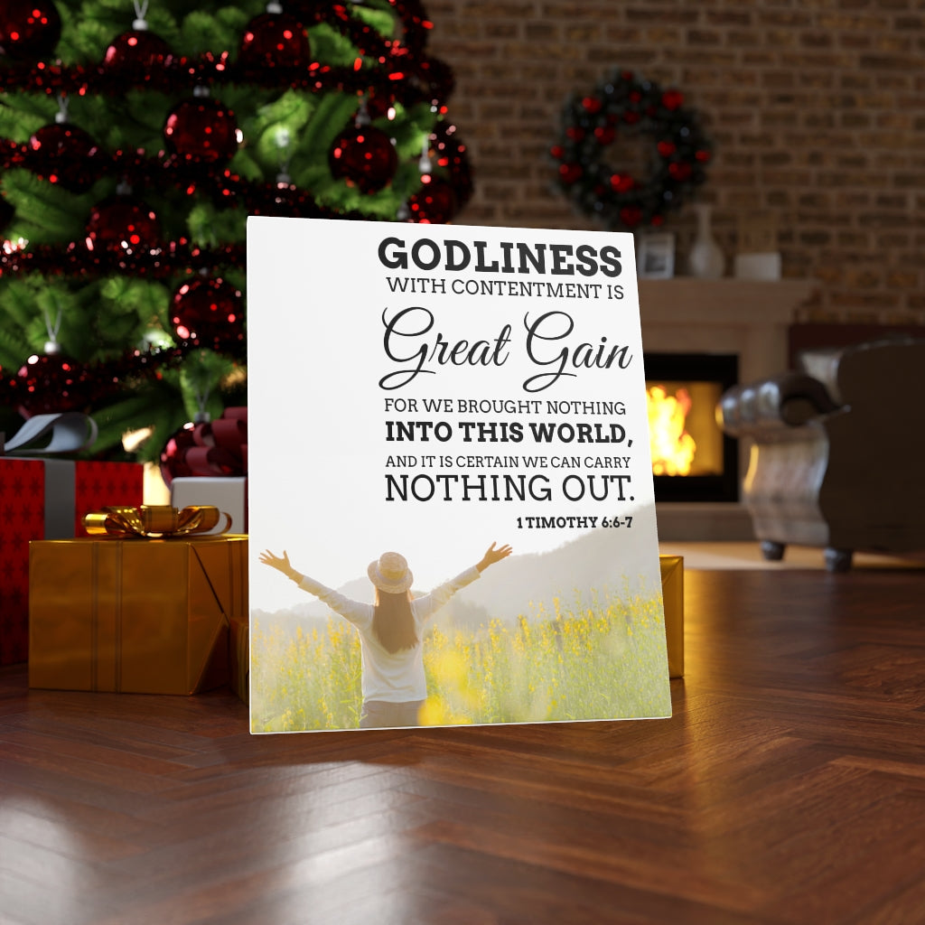 Scripture Walls Godliness with Contentment 1 Timothy 6:6-7 Christian Wall Art Bible Verse Print Ready to Hang - Express Your Love Gifts