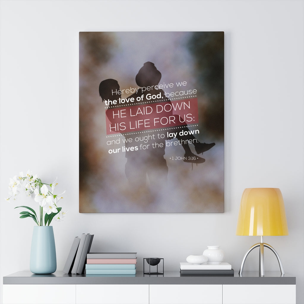 Scripture Walls His Life For Us 1 John 3:16 Christian Wall Art Bible Verse Print Ready to Hang - Express Your Love Gifts