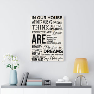 In Our House Motivational Inspirational Wall Decor for Home Office Gym Inspiring Success Quote Print Ready to Hang Wall Art - Express Your Love Gifts