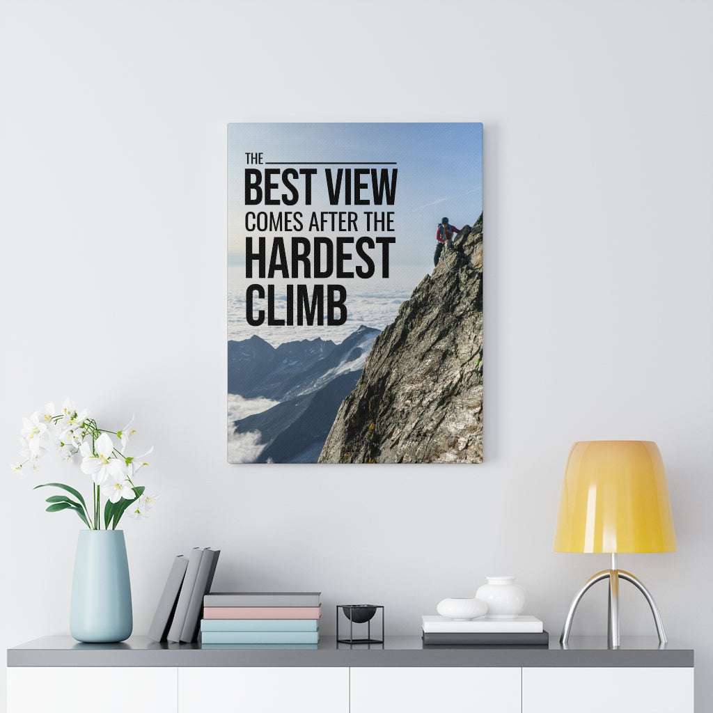 Inspirational Wall Art Best View Comes after the Hardest Climb Motivation Wall Decor for Home Office Gym Inspiring Success Quote Print Ready to Hang - Express Your Love Gifts