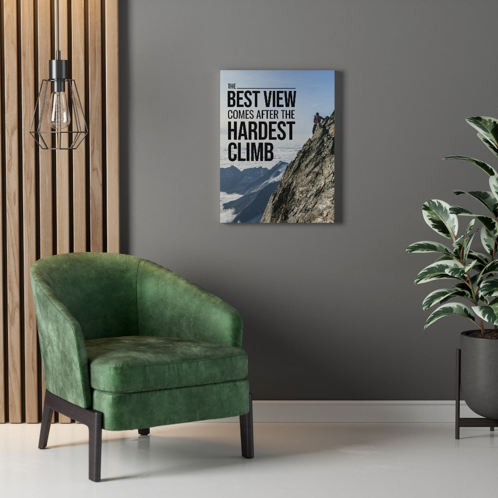 Inspirational Wall Art Best View Comes after the Hardest Climb Motivation Wall Decor for Home Office Gym Inspiring Success Quote Print Ready to Hang - Express Your Love Gifts