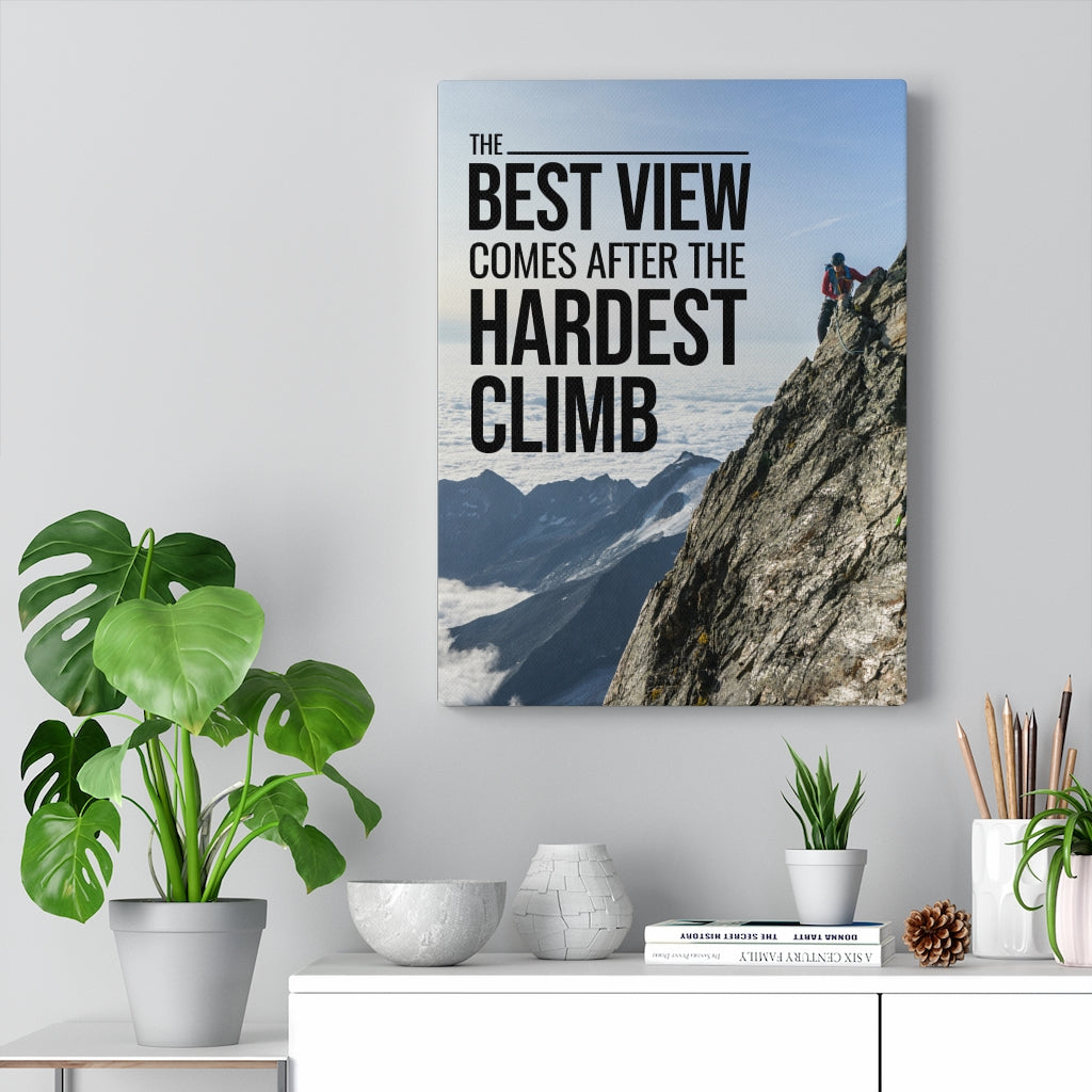 Inspirational Wall Art Best View Comes after the Hardest Climb Motivation Wall Decor for Home Office Gym Inspiring Success Quote Print Ready to Hang - Express Your Love Gifts