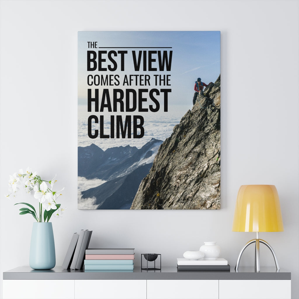 Inspirational Wall Art Best View Comes after the Hardest Climb Motivation Wall Decor for Home Office Gym Inspiring Success Quote Print Ready to Hang - Express Your Love Gifts