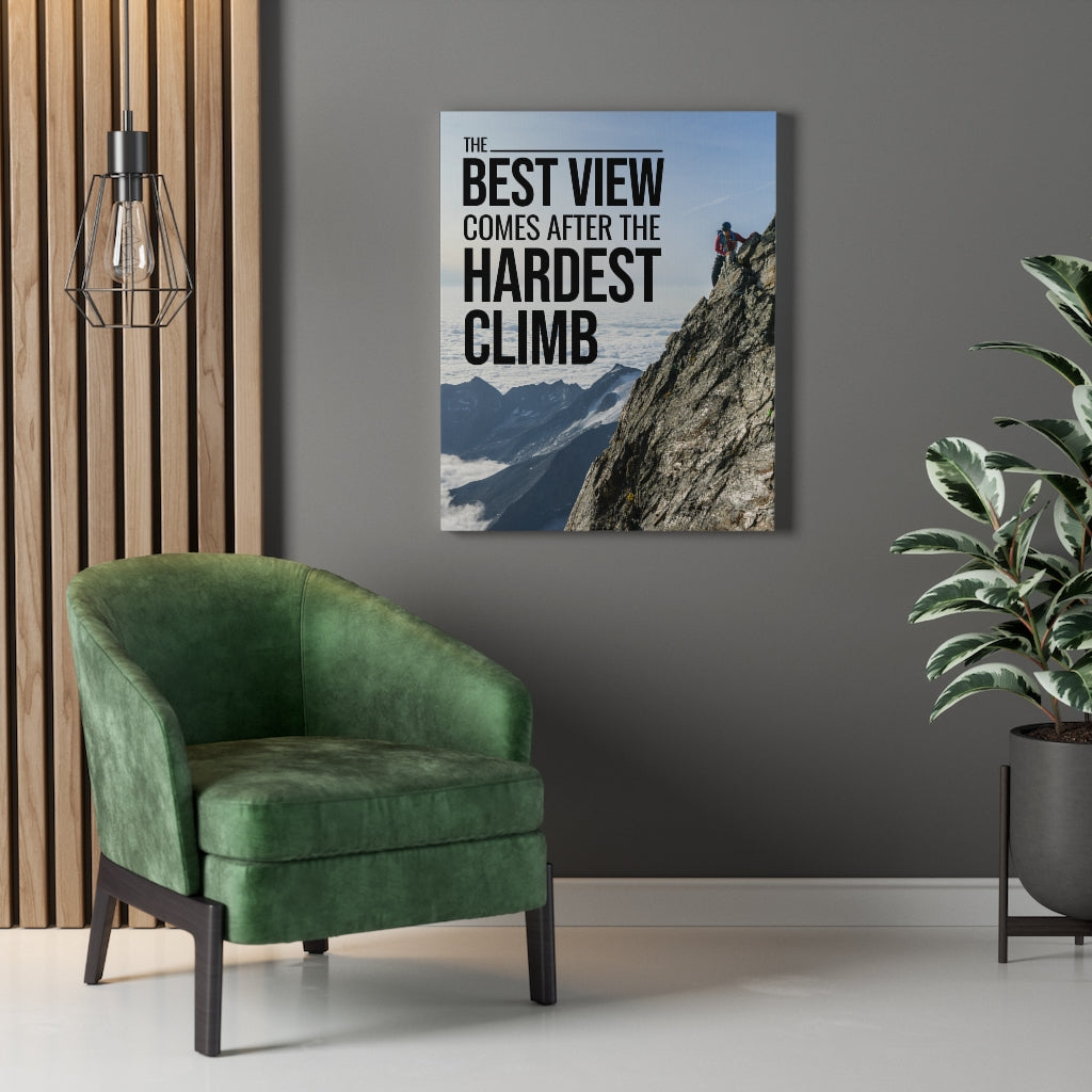 Inspirational Wall Art Best View Comes after the Hardest Climb Motivation Wall Decor for Home Office Gym Inspiring Success Quote Print Ready to Hang - Express Your Love Gifts