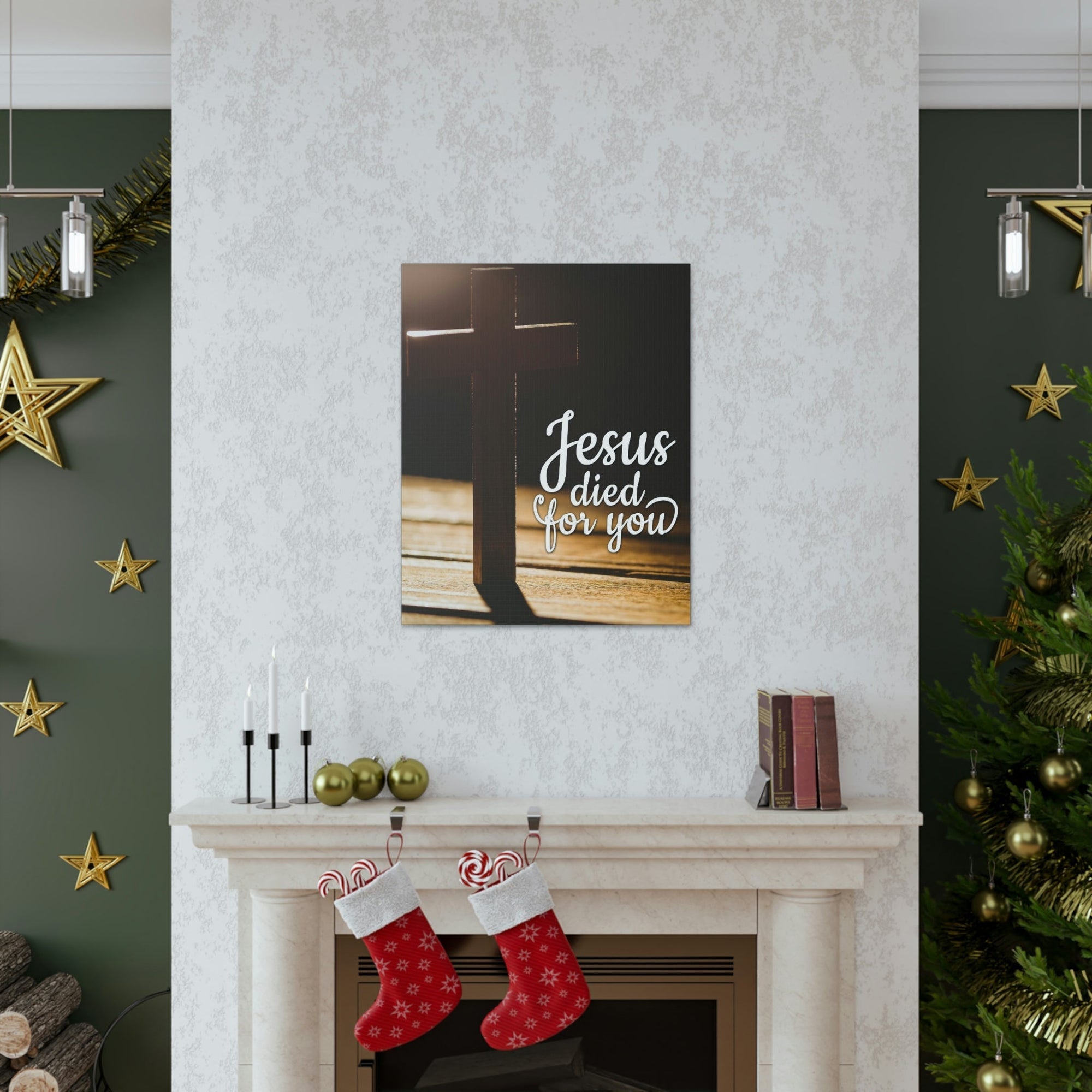 Scripture Walls Jesus Died For You Galatians 1:4 Bible Verse Canvas Christian Wall Art Ready to Hang Unframed-Express Your Love Gifts