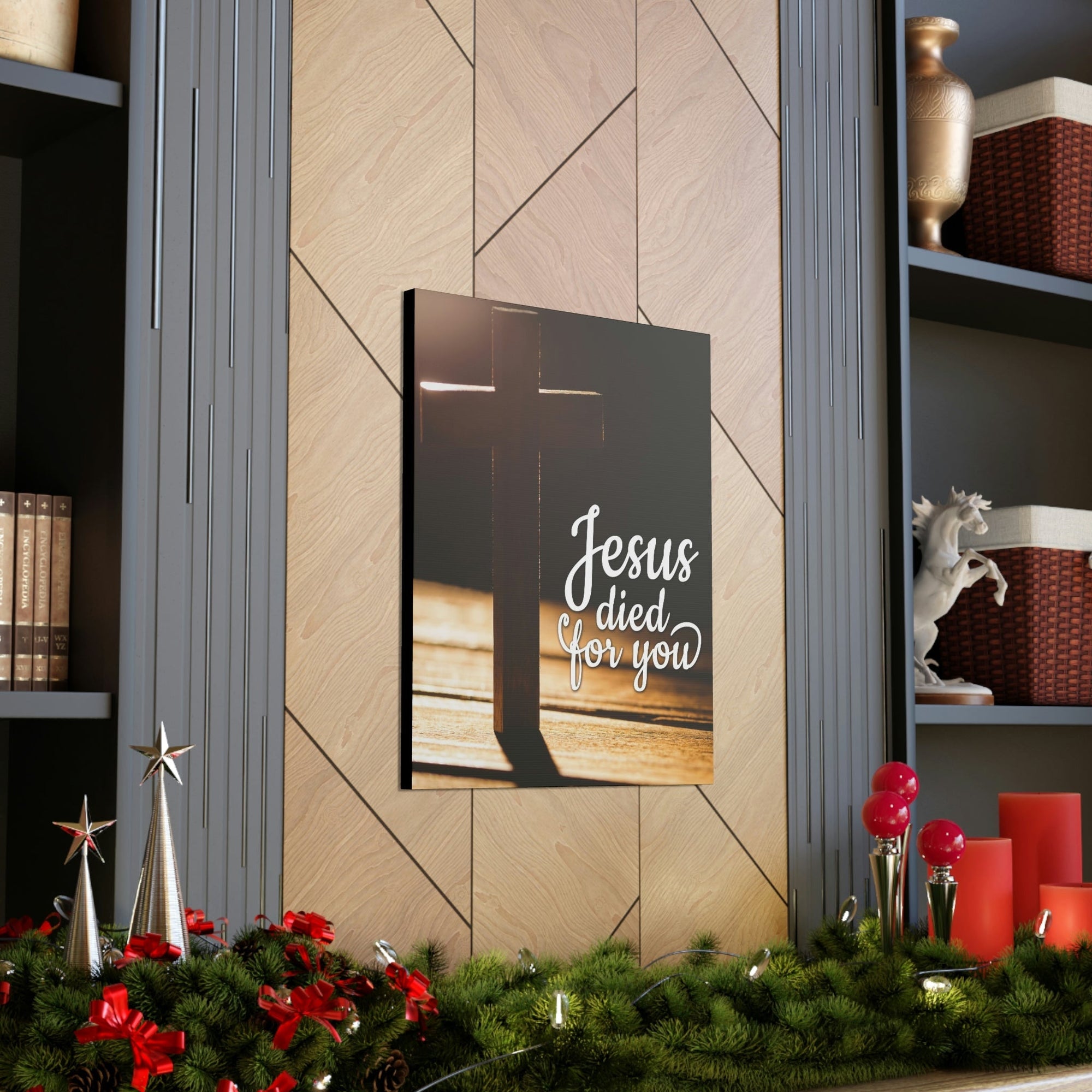 Scripture Walls Jesus Died For You Galatians 1:4 Bible Verse Canvas Christian Wall Art Ready to Hang Unframed-Express Your Love Gifts