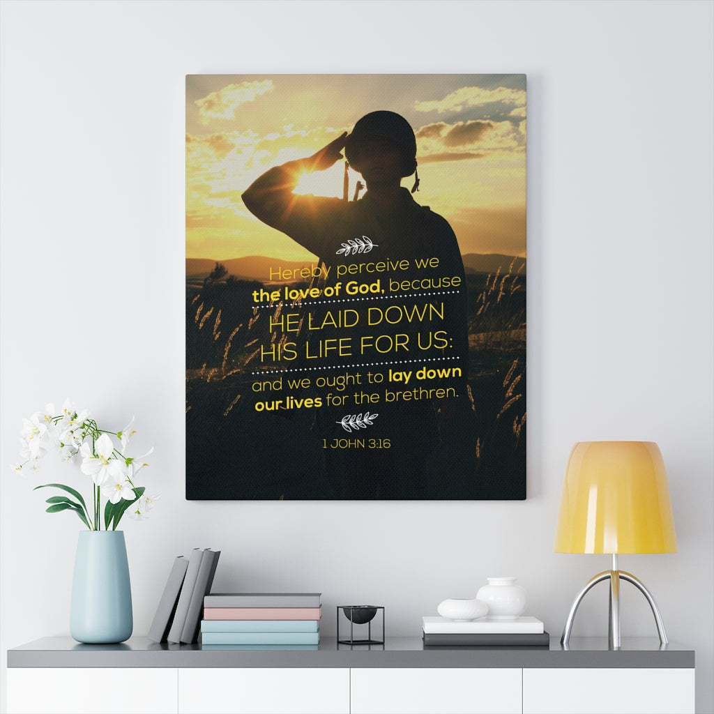 Scripture Walls Laid Down His 1 John 3:16 Life Christian Wall Art Bible Verse Print Ready to Hang - Express Your Love Gifts
