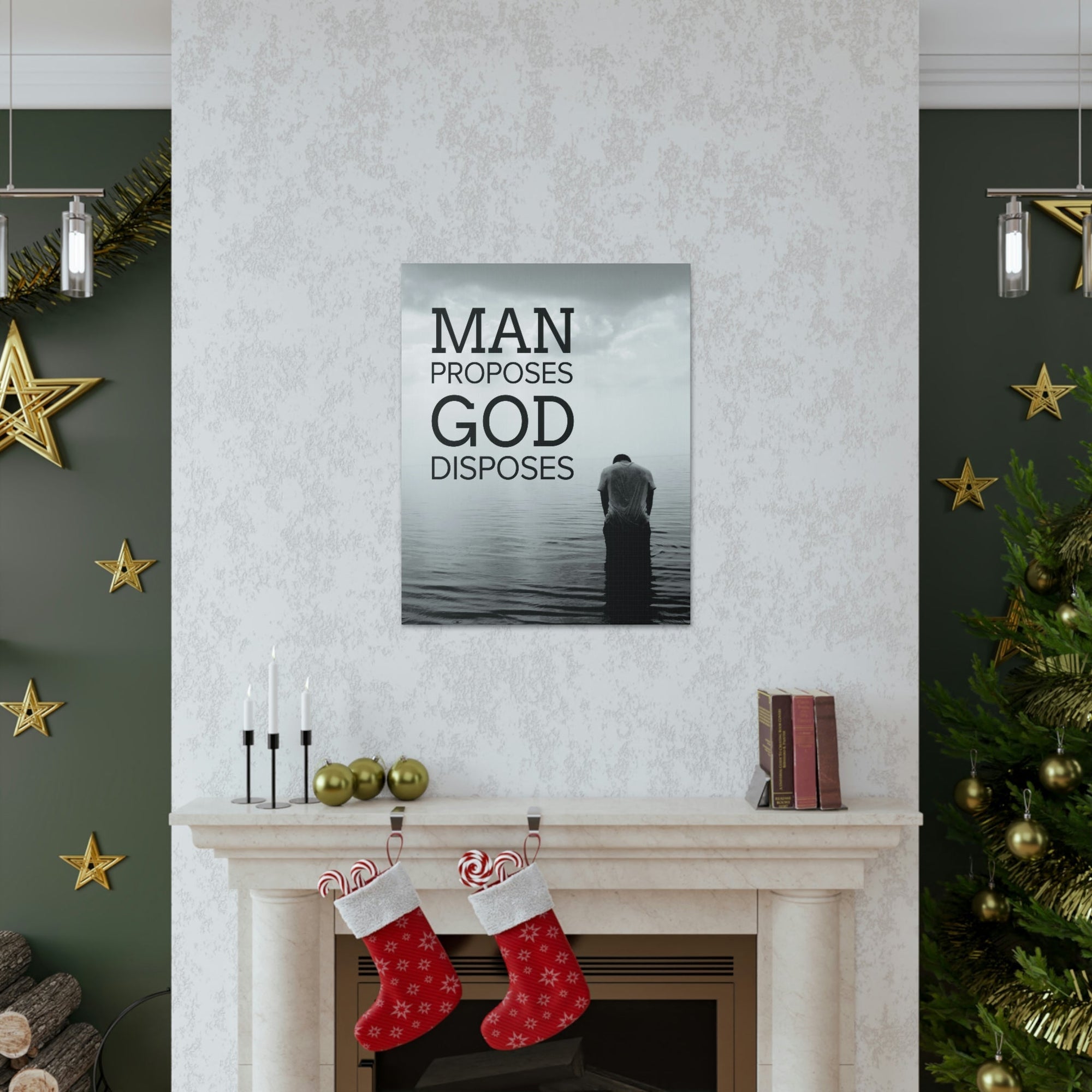 Scripture Walls Man Proposes God Disposes Proverbs 19:21 Christian Home Decor Ready to Hang Wall Art Scripture Unframed-Express Your Love Gifts