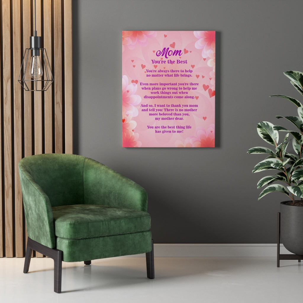 Mom You're The Best Motivational Verse Inspirational Wall Decor for Home Office Gym Inspiring Success Quote Print Ready to Hang - Express Your Love Gifts