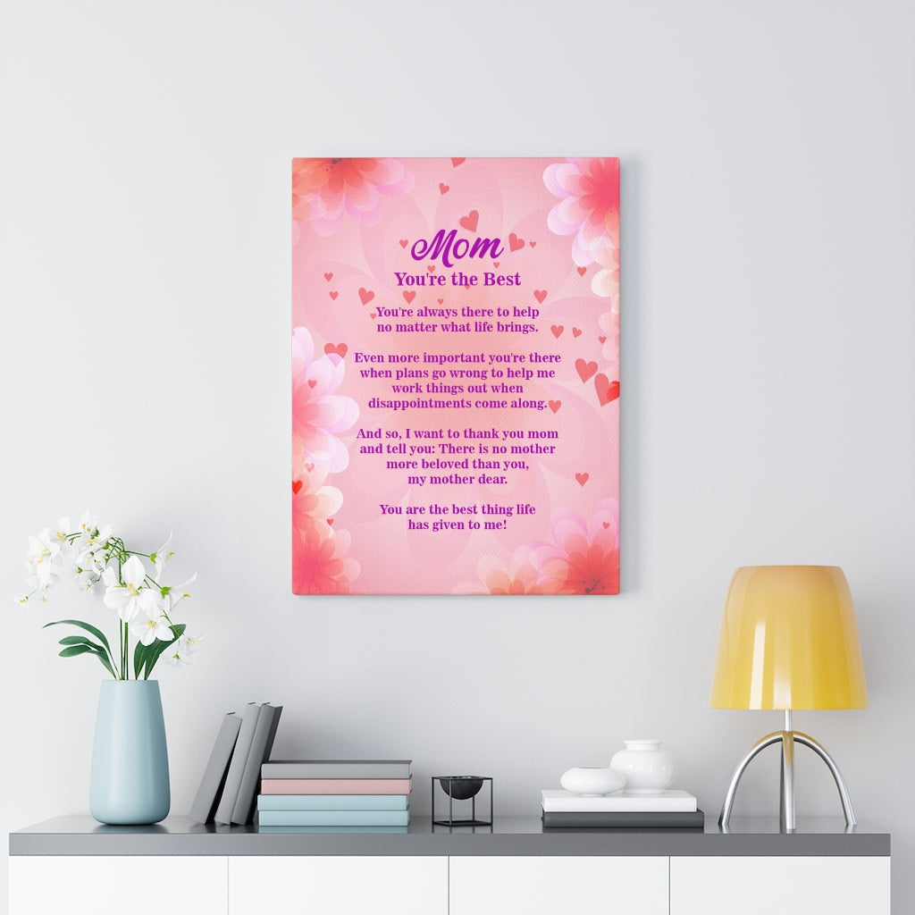 Mom You're The Best Motivational Verse Inspirational Wall Decor for Home Office Gym Inspiring Success Quote Print Ready to Hang - Express Your Love Gifts