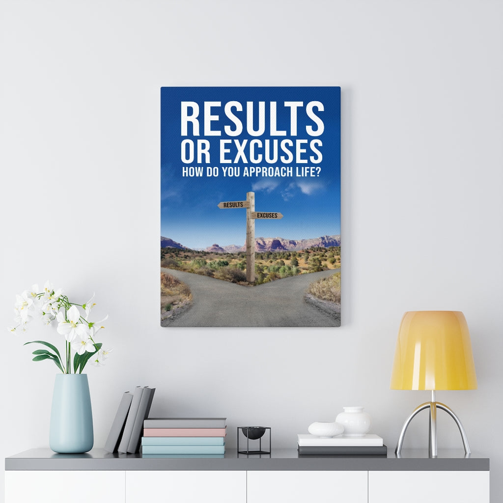 Results or Excuses Motivational Message Inspirational Wall Decor for Home Office Gym Inspiring Success Quote Print Ready to Hang Wall Art - Express Your Love Gifts