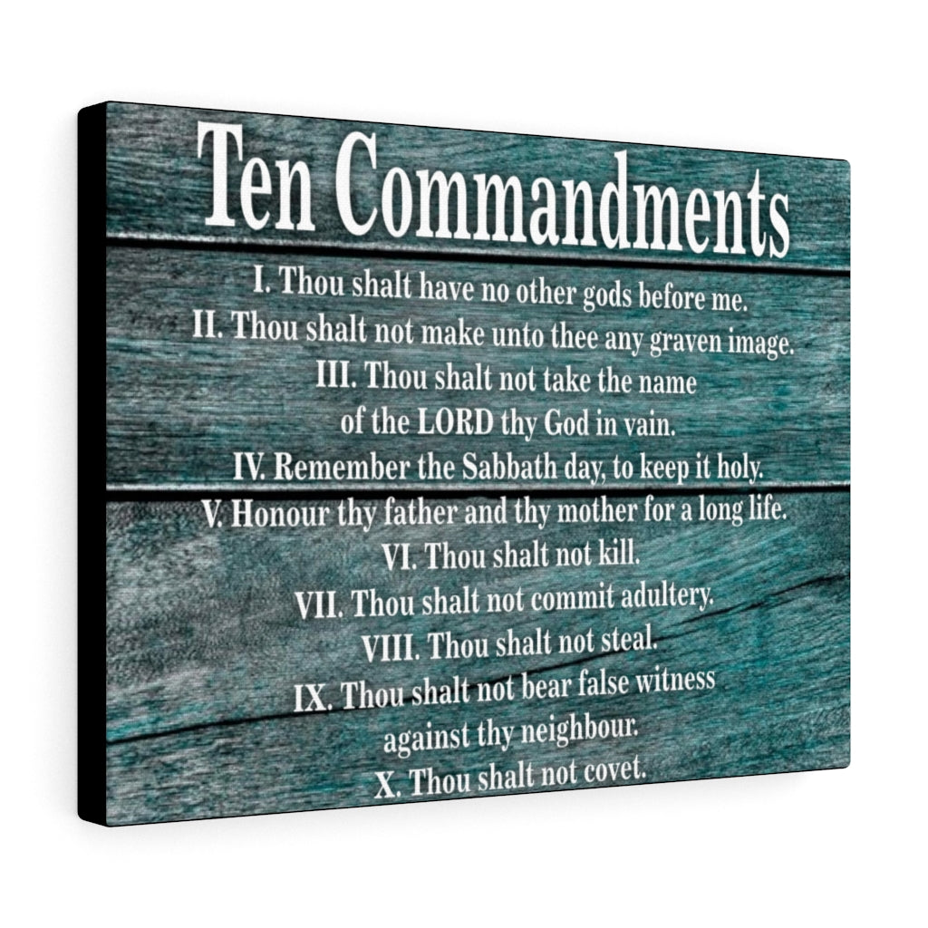 Scripture Walls 10 Commandments Blue Wood Christian Wall Art Print Ready to Hang Unframed-Express Your Love Gifts