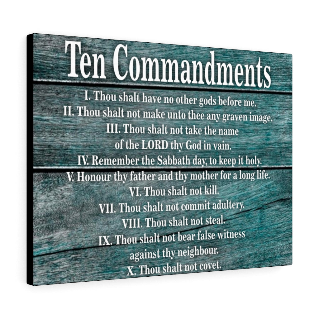 Scripture Walls 10 Commandments Blue Wood Christian Wall Art Print Ready to Hang Unframed-Express Your Love Gifts